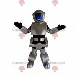 Grijze en zwarte robotmascotte. Robot kostuum - Redbrokoly.com